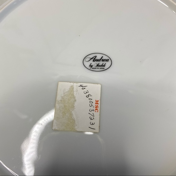 Andrea by Sadek Cake Plate & Server Set Multicolor Floral/Leaf Design W/GoldRim - Picture 9 of 9